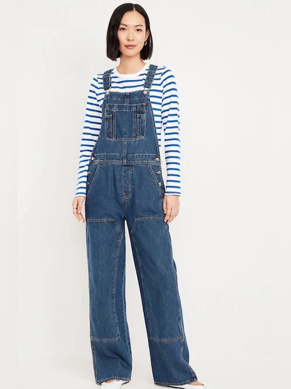 Old Navy Baggy Wide leg Dark Blue Denim Overalls SZ 12 Tall
